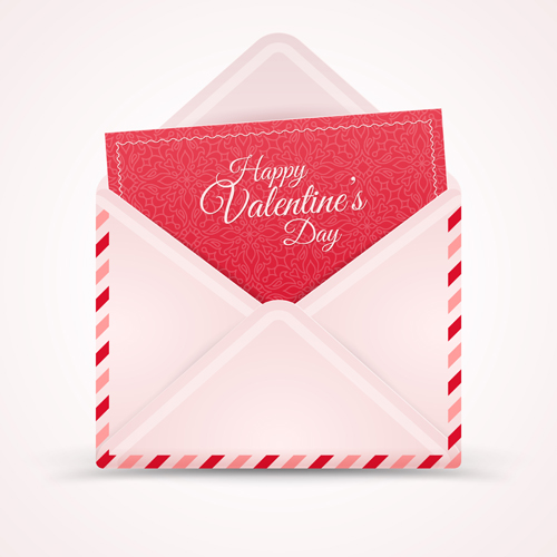 Valentines day card with envelope vector 01