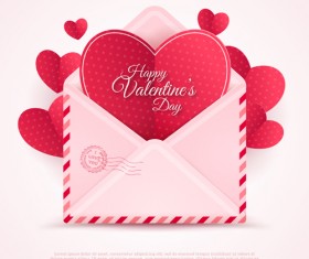 Valentines day card with envelope vector 02