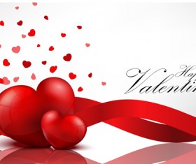 Valentines day card with heart balloon and ribbon vector