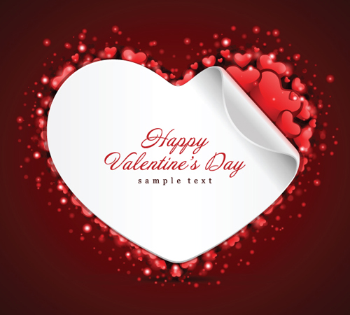 Valentines day card with paper heart vector