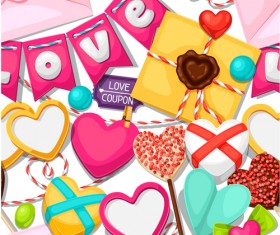 Valentines day elements seamless pattern vector