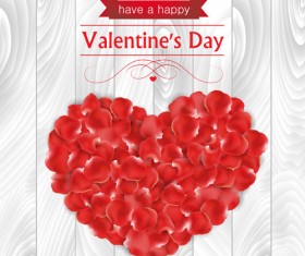 Valentines day elements with wooden background vector 02