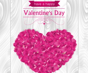 Valentines day elements with wooden background vector 03
