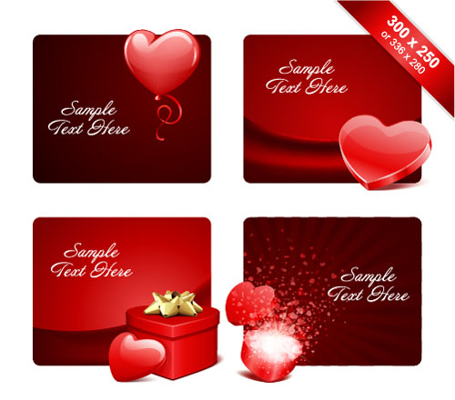 Valentines day gift cards vectors material 01