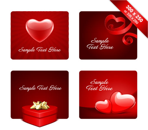 Valentines day gift cards vectors material 03