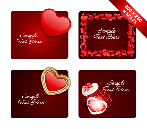 Valentines day gift cards vectors material 04