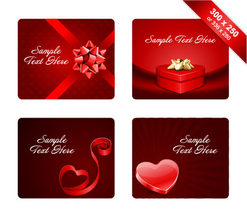 Valentines day gift cards vectors material 05