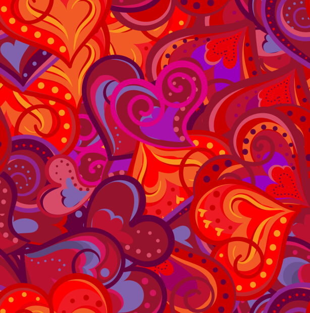 Valentines day heart hand drawn pattern vector 01