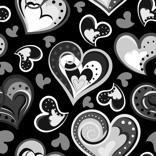 Valentines day heart hand drawn pattern vector 03