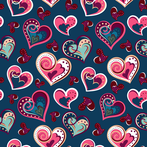 Valentines day heart hand drawn pattern vector 06