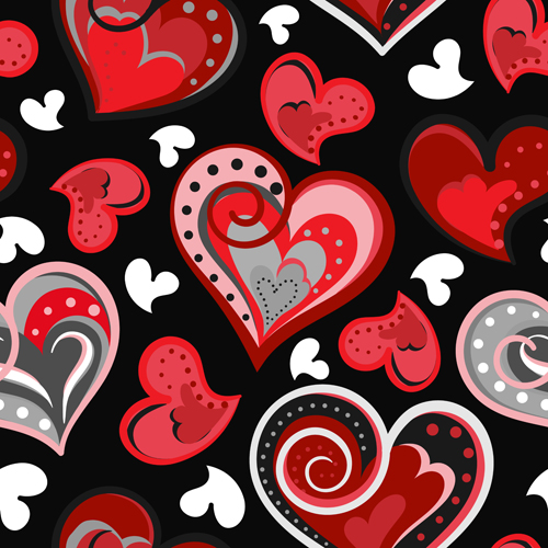Valentines day heart hand drawn pattern vector 07
