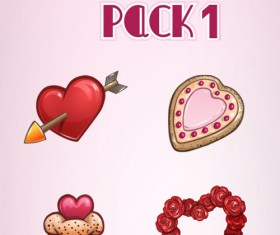 Valentines day ornaments psd elemtnts