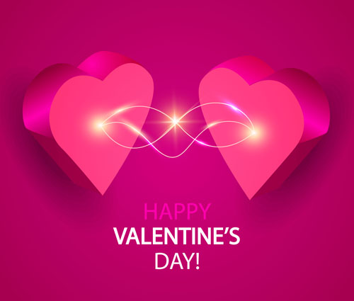 Valentines day pink background with 3D heart vector