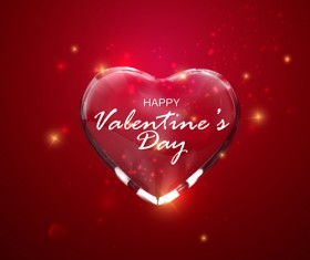 Valentines day red background with transparent heart vector 01
