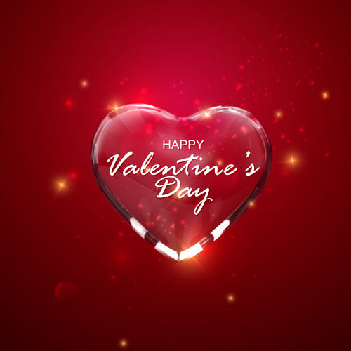 Valentines day red background with transparent heart vector 01