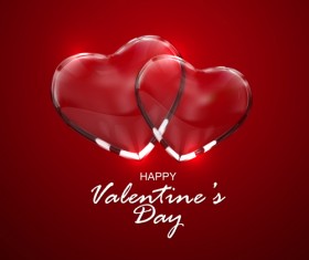Valentines day red background with transparent heart vector 02