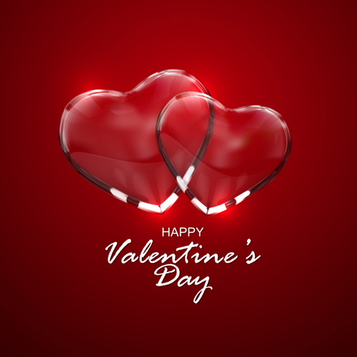 Valentines day red background with transparent heart vector 02