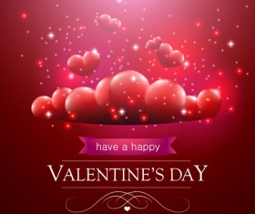 Valentines day red heart with balloons background vector
