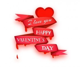 Valentines day ribbon with heart vector