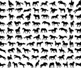 Vector horses silhouetters set 01