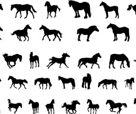 Vector horses silhouetters set 02
