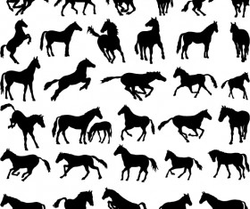 Vector horses silhouetters set 03