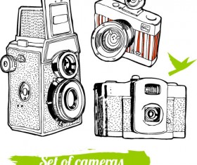 Vintage camera hand drawing vectors set 01