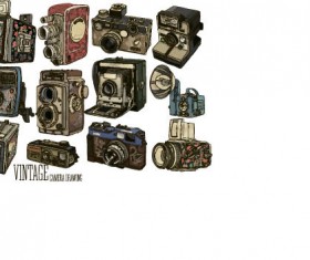 Vintage camera hand drawing vectors set 11