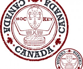 Vintage canada hockey stamp vector material 03