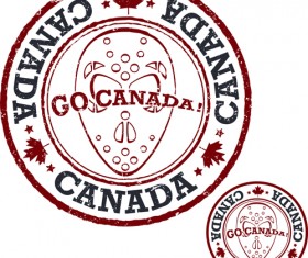 Vintage canada hockey stamp vector material 04