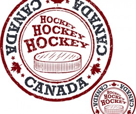Vintage canada hockey stamp vector material 05