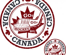 Vintage canada hockey stamp vector material 07