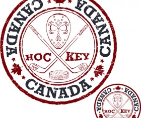 Vintage canada hockey stamp vector material 08