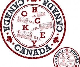 Vintage canada hockey stamp vector material 09