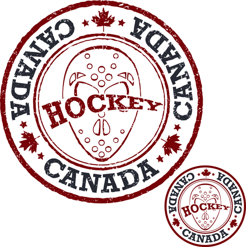 Vintage canada hockey stamp vector material 10