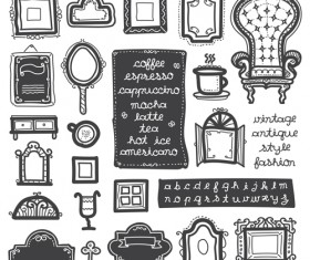 Vintage chair with frames vector material 01