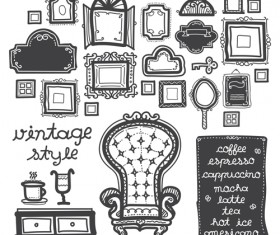 Vintage chair with frames vector material 02