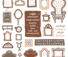 Vintage chair with frames vector material 03