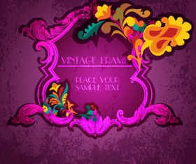 Vintage floral frames with grunge background vector 05