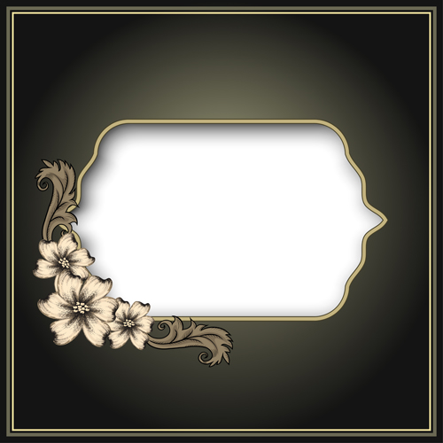 Vintage frame with floral decor vector material 03