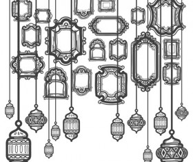 Vintage frames with chandelier vectors