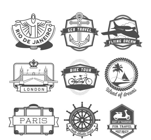 Vintage labels travel vector set