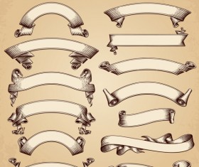Vintage ribbon hand drawn vectors