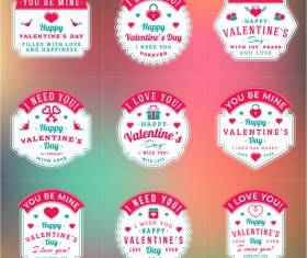 Vintage valentines day labels vector set 01