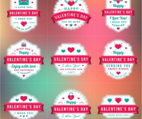 Vintage valentines day labels vector set 02