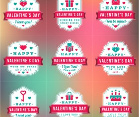 Vintage valentines day labels vector set 03