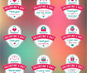 Vintage valentines day labels vector set 04