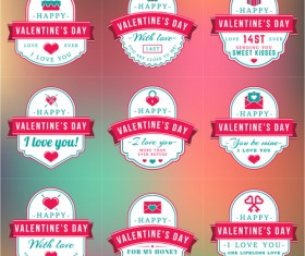 Vintage valentines day labels vector set 05