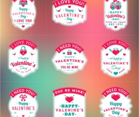 Vintage valentines day labels vector set 06