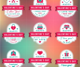 Vintage valentines day labels vector set 07